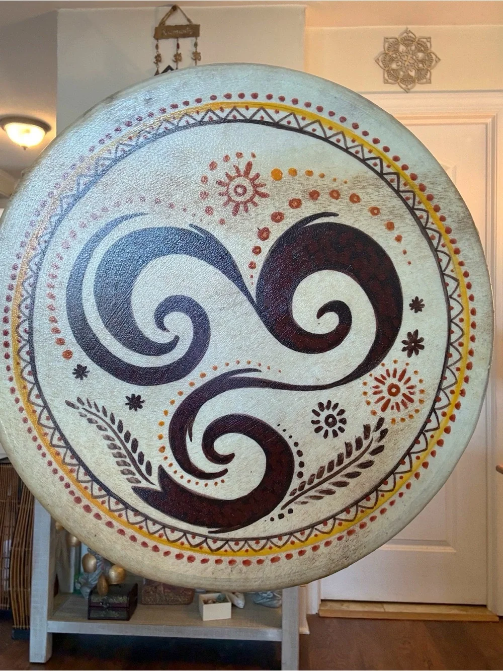 Triskelion spiral ceremonial drum